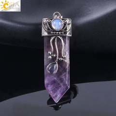 CSJA Vintage Large Natural Stone Sword-Shaped Pendant Jewelry Striped Crystal Agate Tiger Eye Jewelry Pendant Without Chain