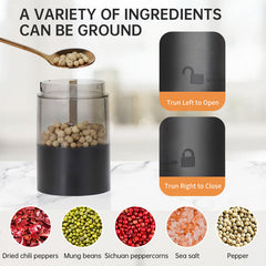 USB Charging Electric Pepper & Sea Salt Grinder with Base and Double Support for Easy Charging and Use