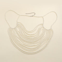 Multi layer imitation pearl black chain woven pearl layered body chain