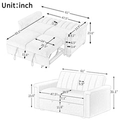 U_STYLE Convertible Soft Cushion Sofa Pull Bed ,for Two People to Sit On