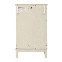 Dual door Curio cabinet with tempered glass door mirror back panel and adjustable shelf display cabinet with light bulbs, white