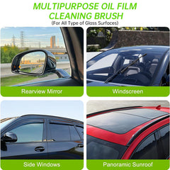 Car Glass Oil Film Remover with Sponge Cleaning Brush, Ideal for Front Inner Windshield Cleaning