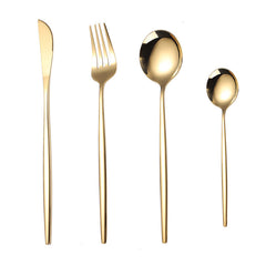 Portuguese Stainless Steel Knife Fork Spoon Golden Steak Knife Fork Set Four-Piece Tableware Set