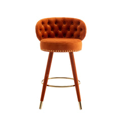 COOLMORE Counter Height Bar Stools Set of 2 for Kitchen Counter Solid Wood Legs with a fixed height of 360 degrees