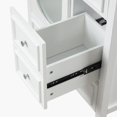 30" Bathroom Vanity with Sink, Bathroom Vanity Cabinet with Three Drawers and Door, Solid Wood and MDF, White