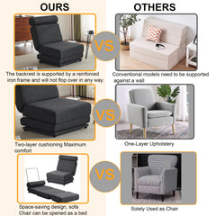 Single Sofa Chair Foldable Single Sofa Bed with Pillow,Portable Foldable Sofa Bed,Leisure Sofa Chair,Easy to Store, Dark Grey