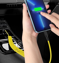 Spring car PD data cable 60w 2-in-1 elbow telescopic fast charging cable suitable for Ideal Wenjie Tesla