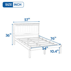 Platform Bed Frame with Headboard   Wood Slat Support  No Box Spring Needed  Full White