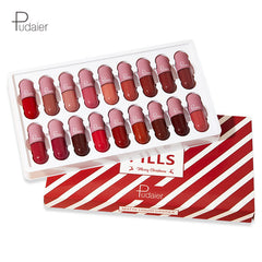 Pudaier 18 Color Mini Capsule Lip Glaze Velvet Fog Color Non-Stick Cup Smooth Matte