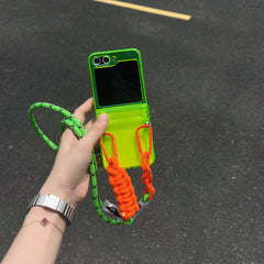 Suitable for Samsung Galaxy Z Flip5 phone case simple fluorescent green zflip4/3 folding screen protective cover