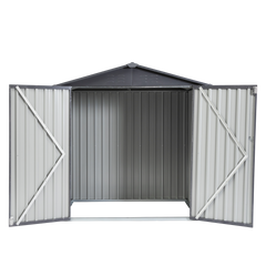 XWT014 Garden Metal Storage Shed Gray White 6x4x6ft outdoor storing tools Rainproof Hinge door version