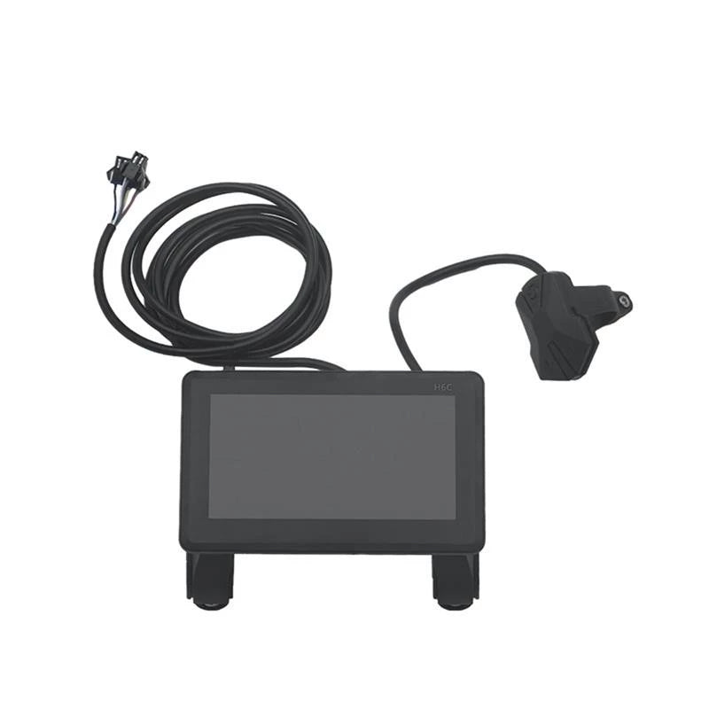 Waterproof color LCD meter H6C for e-bikes, SM/weatherproof connector, smart e-bike screen with USB.