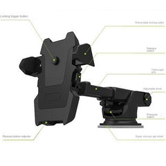 Long Rod Automatic Lock Car Phone Holder Telescopic Suction Cup Mount for Car Air Vent Lazy Live Streaming