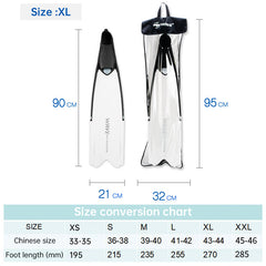 Professional Freediving Long Fins for Spearfishing, Diving, Snorkeling – PP+TPR, Anti - Skid