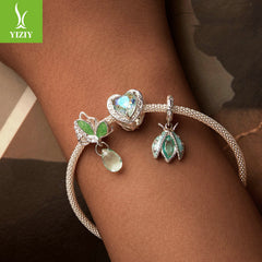 Silver Charm Original Forest Oasis Butterfly Ladybug DIY Bracelet Beads Spring Fresh s925 Pure Silver Beads
