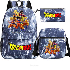 Youth Dragon Ball Backpack Student Shoulder Bag Travel Bag 3-Piece Set