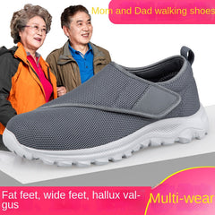 Elderly shoes men's chubby feet swollen feet, special health shoes sports shoes single buckle with dad's shoe mesh