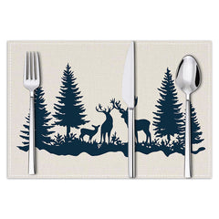 Christmas placemat reindeer print decoration insulation mat kitchen dining table coaster