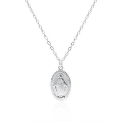 Gilded Virgin Mary necklace for women 925 sterling silver Virgin Mary coin collarbone chain