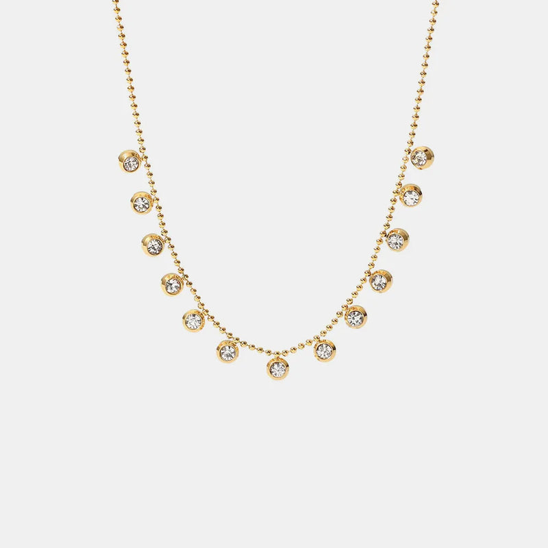 Fashionable and versatile titanium steel necklace white zircon stainless steel necklace for women