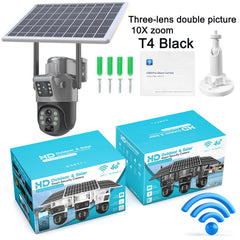 Solar camera WIFI dual-screen gunball 10x zoom low-power battery wireless monitor