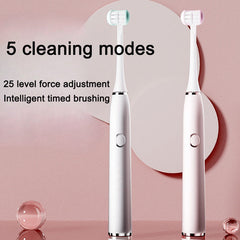 Adult electric toothbrush with three sides rechargeable sonic vibration waterproof electric toothbrush