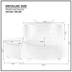 Modern Chair, Single Teddy Fabric Sofa Chair with Ottoman Foot Rest Comfy chair for Living Room Bedroom and Office,Beige