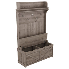 Hall tree with storage desk, entrance desk with drawers and 5 hooks, display rack,Oak