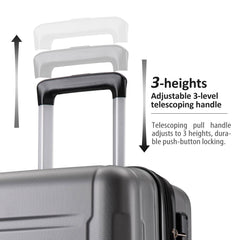 Expanable Spinner Wheel 2 Piece Luggage Set ABS Lightweight Suitcase with TSA Lock 20inch+24inch Dark Gray + Plastic