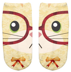 Thin 3D Digital Animal Printed Women's Socks Shallow Socks Adult Invisible Socks