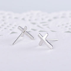 S925 sterling silver earrings fashionable earrings for women smooth cross earrings
