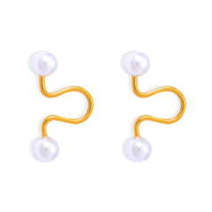 titanium steel Imitation Pearl Cuff Earrings