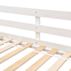 Twin over Twin House Bunk Bed with Roof , Window, Window Box, Door , with Safety Guardrails and Ladder,White