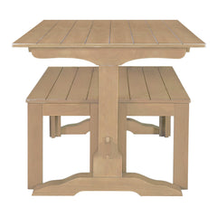 TREXM 3-piece retro dining table, rectangular stand table, and 2 4-person wooden stools (made of natural wood)