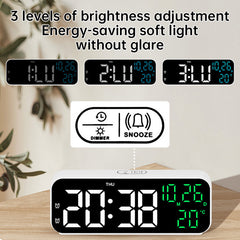 Digital Alarm Clock with Temp, Date, Week. Night Mode. Voice - controlled. 12/24H LED