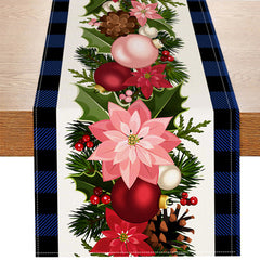 Christmas plaid linen table flag floral ball printed tablecloth entrance small tablecloth living room counter decoration tea flag