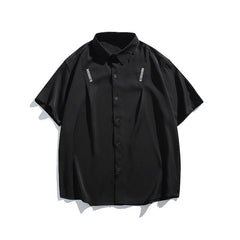 Letter embroidery loose casual short sleeved shirt for men