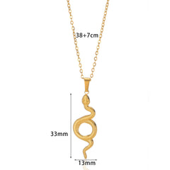 Spirit Snake Pendant Retro Style Personalized Necklace Women's Stainless Steel Gold Plated