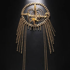 New Tassel Hair Chain Bridal Headpiece for Women Rave Accessories Stage Rhinestone Geometric Head Chain Hat Jewelry Gifts