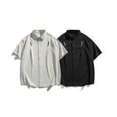 Letter embroidery loose casual short sleeved shirt for men