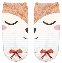 Thin 3D Digital Animal Printed Women's Socks Shallow Socks Adult Invisible Socks