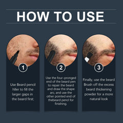 Beard Filler Pen Set, 3-in-1 Brush Beard Filler Men's beard care filler
