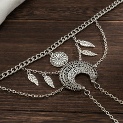 Bohemian metal chain jewelry arm chain punk retro dream catcher net leaf tassel open arm bracelet