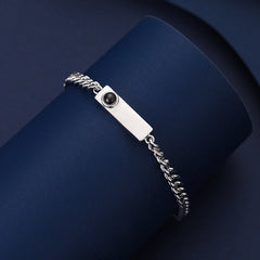 Couple bracelet with 100 different voices I love you engraved high-definition color photo projection bracelet