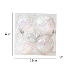 Christmas Ball Transparent PET Laser Silk Grass Ball Christmas Tree Pendant Decoration Props 4PCS per box