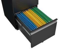 Metal 2 drawer mobile file cabinet with lock, 25.6-inch high legal/letter size file storage cabinet  black