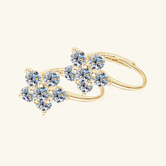 1.2 Carat 925 Sterling Silver Moissanite Flower Huggie Earrings