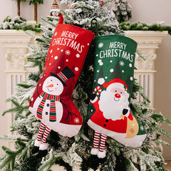 Christmas decorations, colorful prints, Christmas socks, Santa Claus gift socks, snowman gift bags, red and green leg hanging Christmas socks