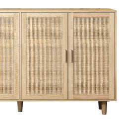 62.20"Elegant and Functional 4-Door Rattan Decorative Storage Cabinet,for Bedroom,Living Room,Office,Easy Assembl