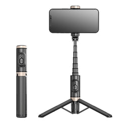 Mobile Phone Bluetooth Selfie Stick with Rotating Fill Light and Hidden Tripod Live Streaming Stand
